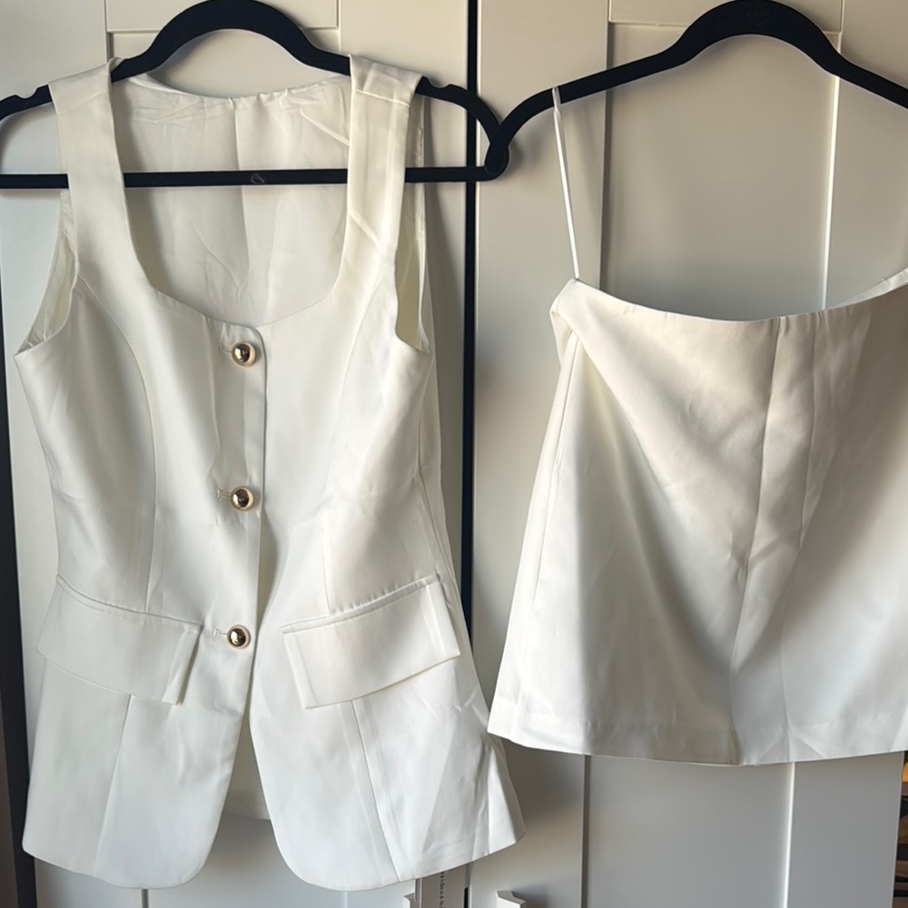 Commense White Button Down Shirt Dress size: S NWT. - Picture 2 of 15
